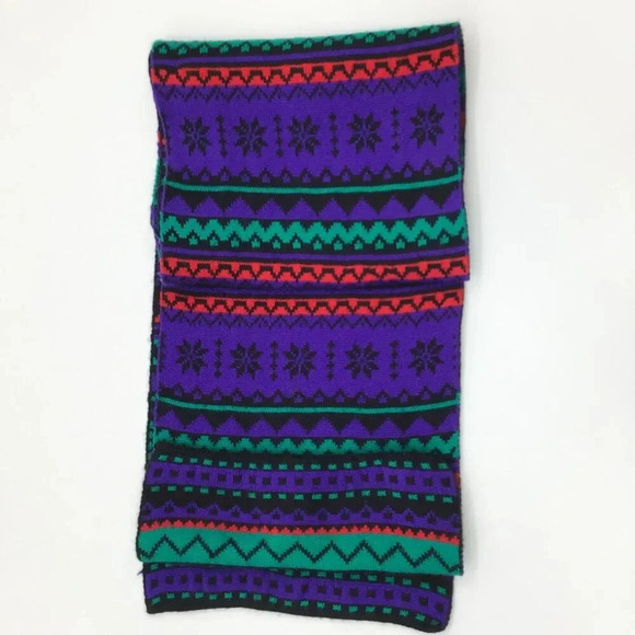 Reversible Christmas Scarf Scandinavian Nordic Vibes Snowflake Winter Fair Isles - Picture 5 of 12